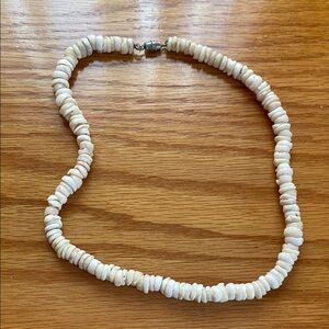 Vintage 70s 1970s puca seashell beads necklace women men white shell beads beach